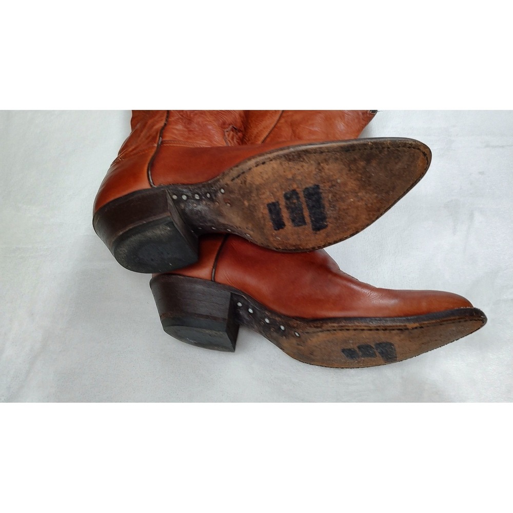 Tony Lama 1012 L Womens Cognac Brown Leather Western Cowboy Boots Size 6 M - Picture 9 of 15